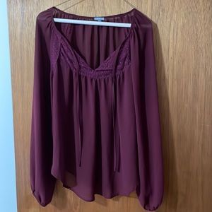 Charlotte Russe burgundy sheet blouse